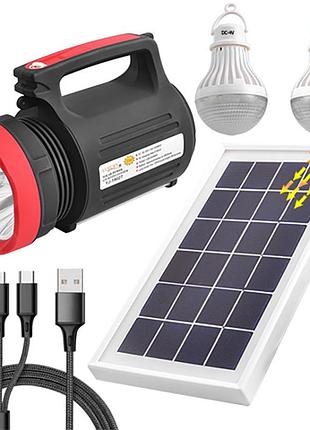 Фонарь переносной luxury 1902 t, 5w+22smd, 2 лампы 3w, power bank, встр. аккум., солнечная батарея, зу 220v, box