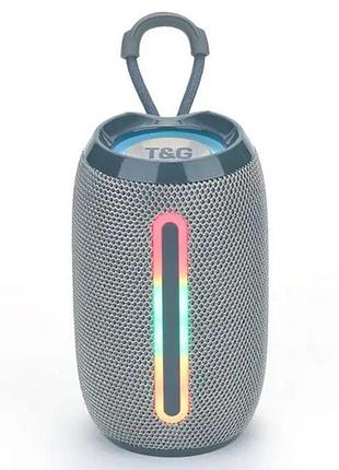 Bluetooth-колонка tg653 с rgb подсветкой, speakerphone, радио, grey