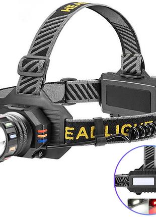 Фонарь налобный bl-t701c-tg, 2x18650, зу type-c, zoom, box