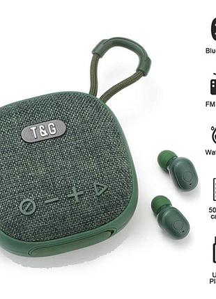 Bluetooth-колонка з навушниками tg813, з функцією speakerphone, радіо, green