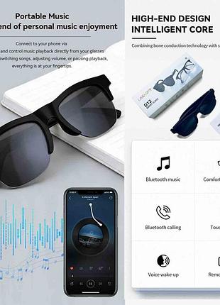 Умные очки smart glasses d12, bluetooth, touch control, voice wake-up, remote camera
