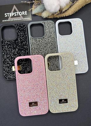 Чохол для iphone 16 pro з камінчиками стразами силіконовий протиударний блискучий жіночий