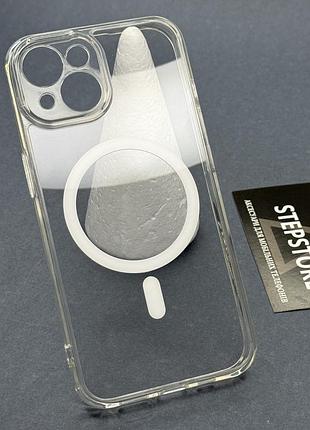 Чехол с magsafe для iphone 15 прозрачный противоударный закрытая камера с кольцом