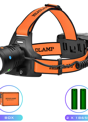 Фонарь налобный night vision fluorescence bl-t210-tg, 2x18650, 1 режим, зу type-c, zoom