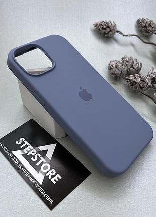 Чехол для iphone 15 silicone case квадратный с микрофиброй закрытым низом силиконовый 6. серо-голубой (lavander gray)