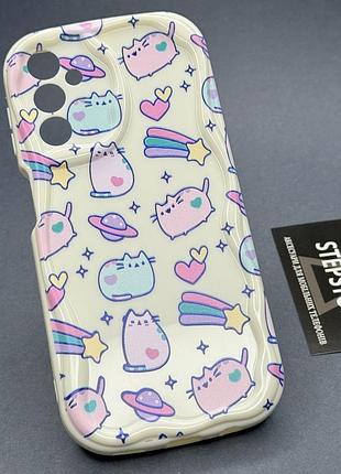 Чехол для samsung a14 (a145) с рисунком пушин pusheen волнистый противоударный с закрытой камерой