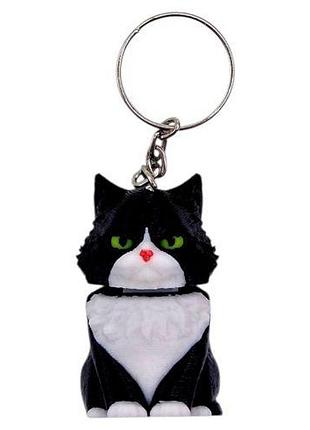 Брелок 3d друк "котик з пружиною" (чорний), keychain