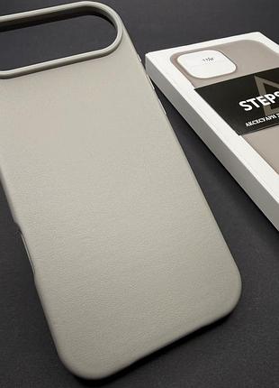 Чохол leather case для iphone 17 air 6.5 з magsafe без лого з анімацією під шкіру із закритим низом світло-сірий (light gray)