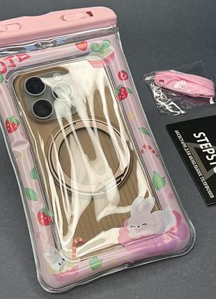 Чехол водонепроницаемый универсальный для телефона iphone xiaomi huawei samsung poco oppo дутый прозрачный с рисунком