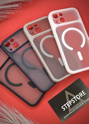 Чохол для iphone 14 6.1 з magsafe і вставкою на камеру матовий soft touch case