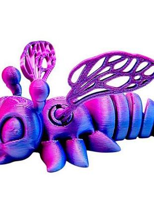 Печатная 3d фигурка пчела, в боксе (фиолетовая), 3d печать