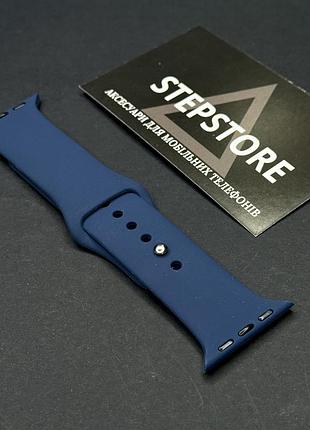 Ремешок s-m силиконовый для apple watch 38 40 41 мм series 1 2 3 4 5 6 7 se браслет однотонный цветный синий (pacific blue)