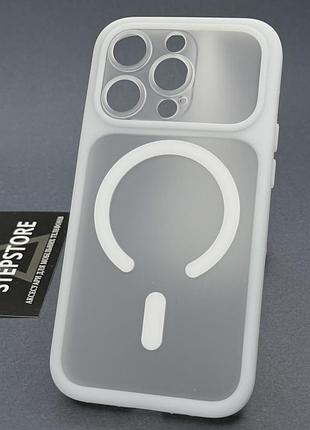 Чехол для iphone 13 pro max 6.7 с magsafe и вставкой на камеру матовый soft touch case белый