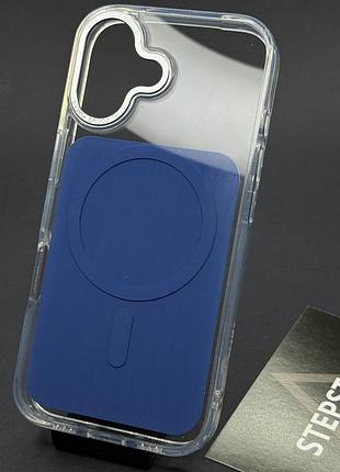Чехол для iphone 17 clear case with magsafe с цветной крышкой и защитой на камере синий (deep blue)