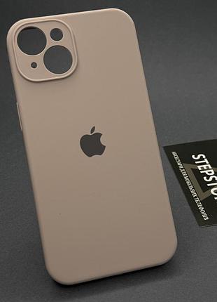 Чехол квадратный silicone case для iphone 14 full camera с микрофиброй закрытым низом камерой серый (lavender)