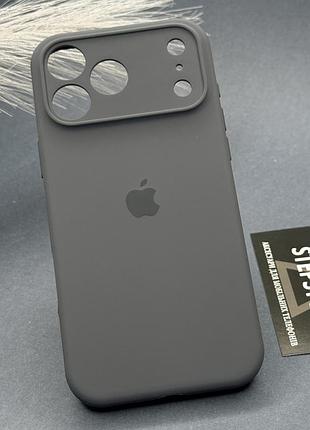 Чехол для iphone 17 pro max silicone case с микрофиброй закрытым низом силиконовый закрытая камера серый