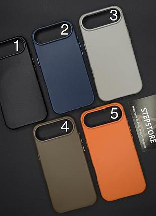 Чехол leather case для iphone 17 air 6.5 с magsafe без лого с анимацией под кожу с закрытым низом