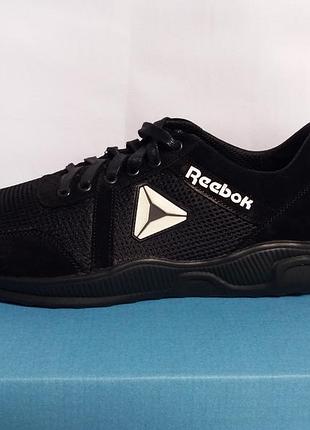 Чоловічі кросівки reebok black sport шкіра-текстиль великі розміри 47-49.музькі кросівки багаті на чорні літні. 48