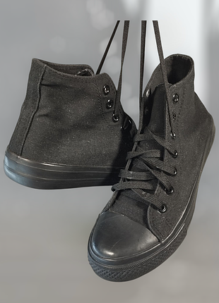 Кеди converse all star унісекс високі чорні .чорні текстильні кеди-конверси 41 розмір 25см.