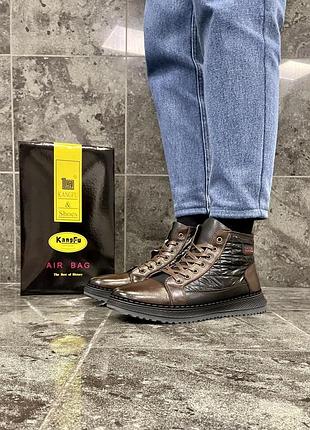 Зимние ботинки casual, кожаные / brown 5