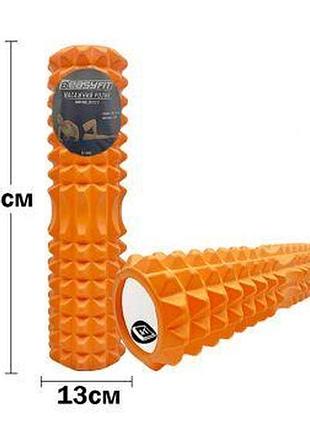 Масажний ролик easyfit grid roller 45 см v.2.2 жовтогарячий
