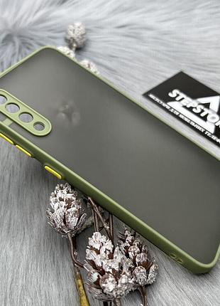 Чехол матовый для samsung a30s / a50 /а50s прозрачный противоударный с закрытой камерой пластиковый оливковый