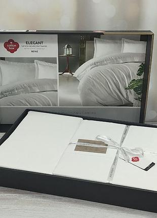 Постельное белье однотонное сатиновое 200 на 220 см евро размер cotton box elegant krem