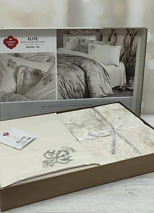 Постельное бельё cotton box elit saten евро размер beatrix bej