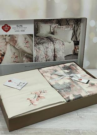Постельное бельё cotton box elit saten евро размер layana pembe