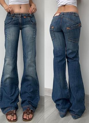 Джинсы 34 x 36 s flared bootcut клеш низкая талия посадка vintage винтаж у2k 2000ые ретро синие голубые