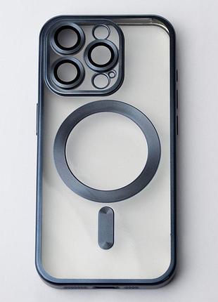 Силіконовий чохол magsafe shining matte для iphone 12 pro max blue titanium