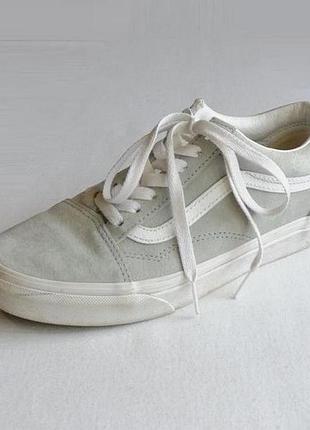 Вансы кожаные (замш) кроссовки слипоны на шнуровке vans