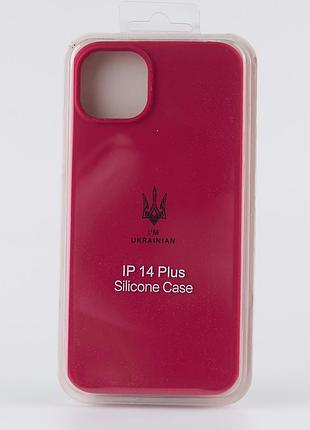 Силіконовий чохол original pack soft для iphone 14 plus (тризуб) малиновий