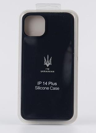 Силіконовий чохол original pack soft для iphone 14 plus (тризуб) чорний