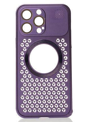 Металевий чохол magsafe aroma perforated metal для iphone 14 pro max фіолетовий