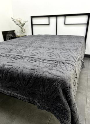 Плед из микрофибры евро 200×220 ромашка графіт 2