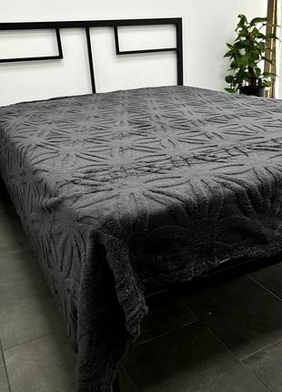 Плед из микрофибры евро 200×220 ромашка графіт 4