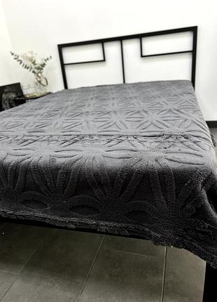 Плед из микрофибры евро 200×220 ромашка графіт 5