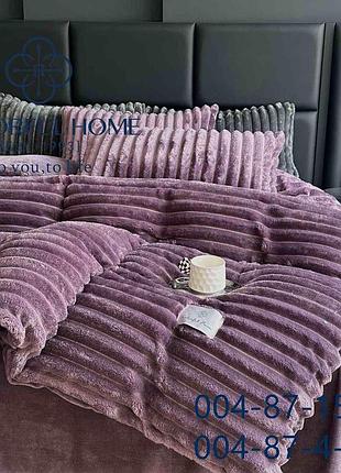 Плюшевое постельное белье colorful home евро размер сиреневое