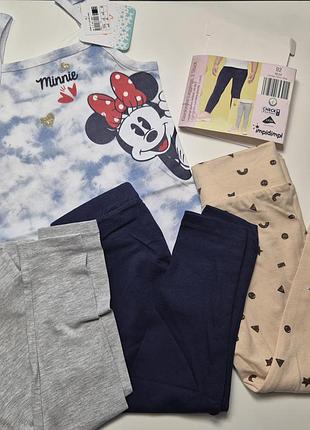 Пакет одежды на девочку р. 86-92 боди disney и леггинсы 3 шт (impidimpi, primark)