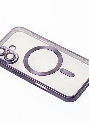 Силиконовый чехол magsafe shining matte для iphone 16 deep purple 2