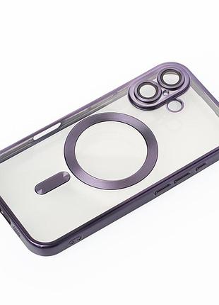 Силиконовый чехол magsafe shining matte для iphone 16 deep purple 3