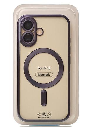 Силиконовый чехол magsafe shining matte для iphone 16 deep purple 4