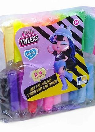 Набір для ліплення з повітряним пластиліном lovin l.o.l. surprise! tweens, 24 кольори, неон