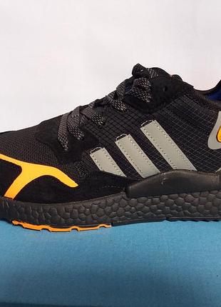 Кроссовки мужские черные с оранжевыми вставками adidas nite jogger 43