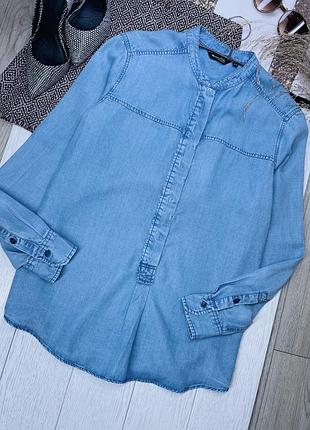 Джинсова сорочка massimo dutti xl l подовжена сорочка прямого вільного крою блакитна сорочка жіноча