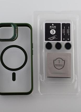 Силіконовий чохол magsafe camera glass protection для iphone 11 pro max темно-зелений