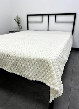 Плед з мікрофібри полуторний 150×200 соти молочний