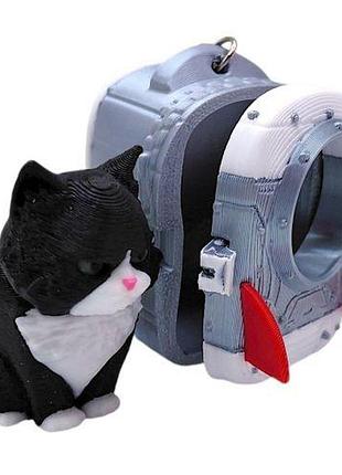 Брелок 3d печать "кот в портфеле" (серый)