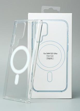 Силиконовый чехол magsafe clear для samsung s22 ultra прозрачный